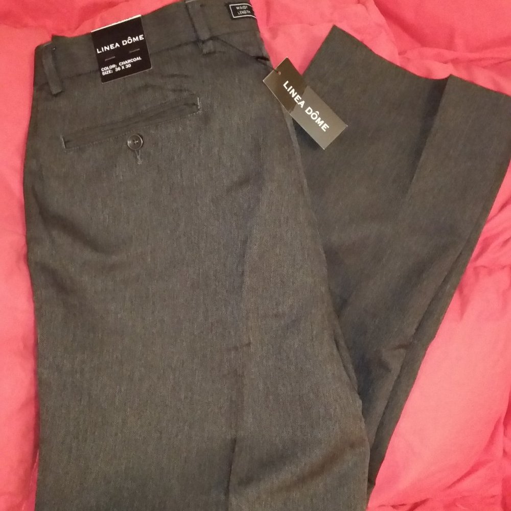 NWT Mens 36x30 Linea Dome Charcoal  Dress Pants